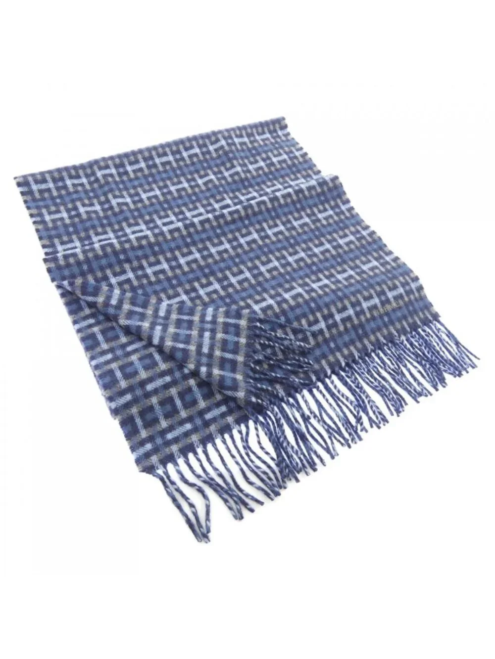 Hermes Ecossais Scarf Navy